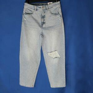 Style & Co. Mom Jean High Rise Classic Straight Leg Silhouette, Distressed